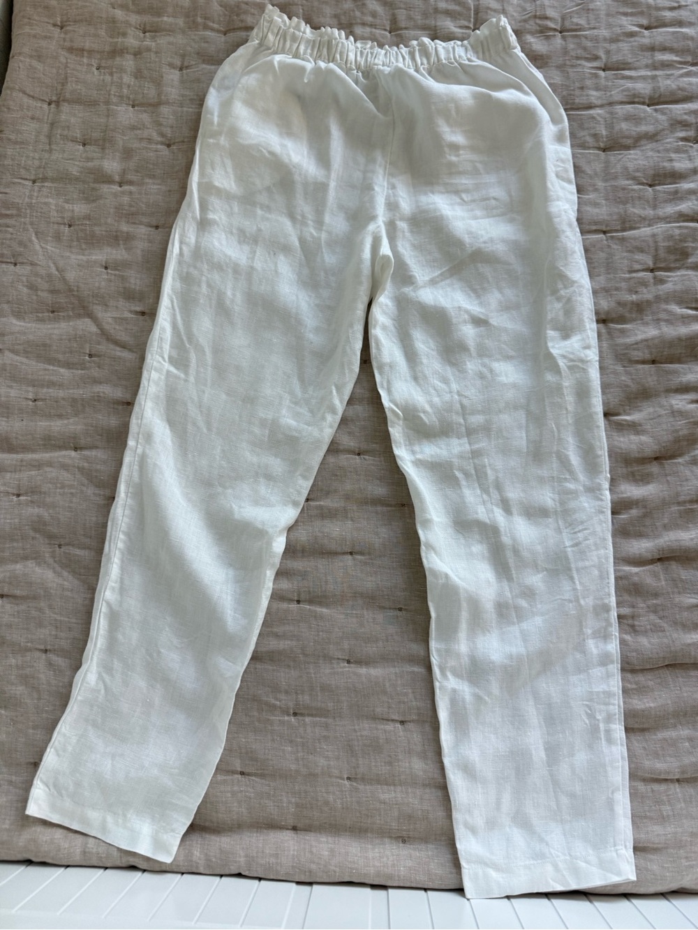 The White Company Women's Linen Pull on Pants in White Size 8